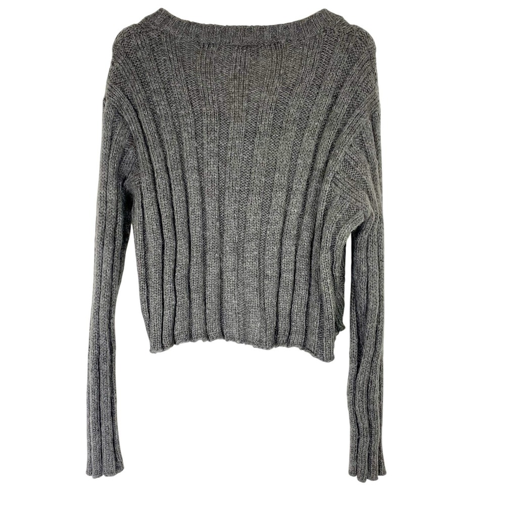 Wooden Ships Sz Small Cardigan Sweater Chunky Knit Cozy Gray Slouchy Cottagecore - Picture 5 of 6